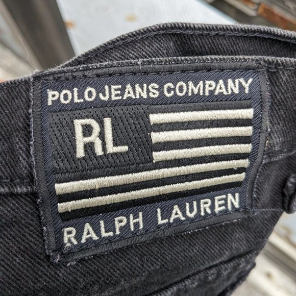 Polo Jeans Company Ralph Lauren Black Banner Jeans 38x 28.5 - Picture 1 of 3